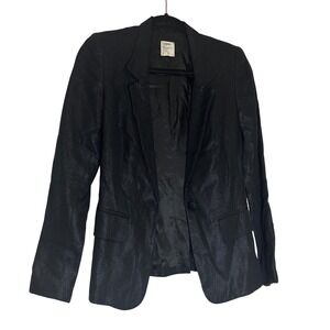L'AGENCE Black Metallic Shimmer Single Button Blazer Jacket Women Size Small